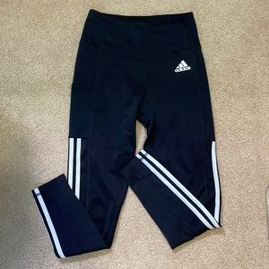 Adidas three striped black leggings
